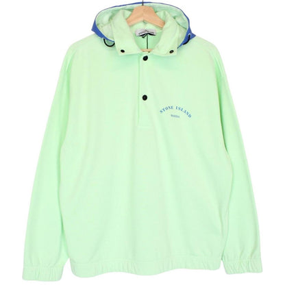 Stone Island Marina SS 2023 Light Green Plated Dyed Cotton Nylon Hoodie Jumper