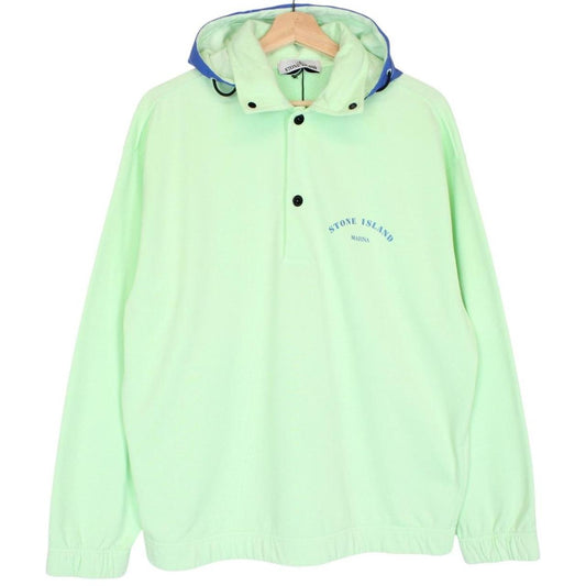 Stone Island Marina SS 2023 Light Green Plated Dyed Cotton Nylon Hoodie Jumper
