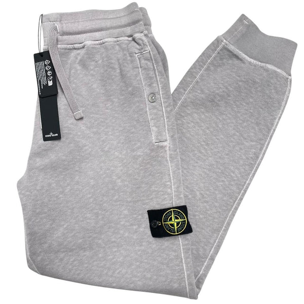 Stone Island SS 2024 Dust Grey Malfilé Garment Dyed Tracksuit Bottoms / Joggers