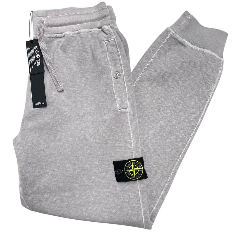 Stone Island SS 2024 Dust Grey Malfilé Garment Dyed Tracksuit Bottoms / Joggers