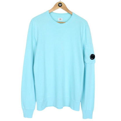CP Company Aqua Blue Goggle Lens Cotton Sweatshirt Jumper