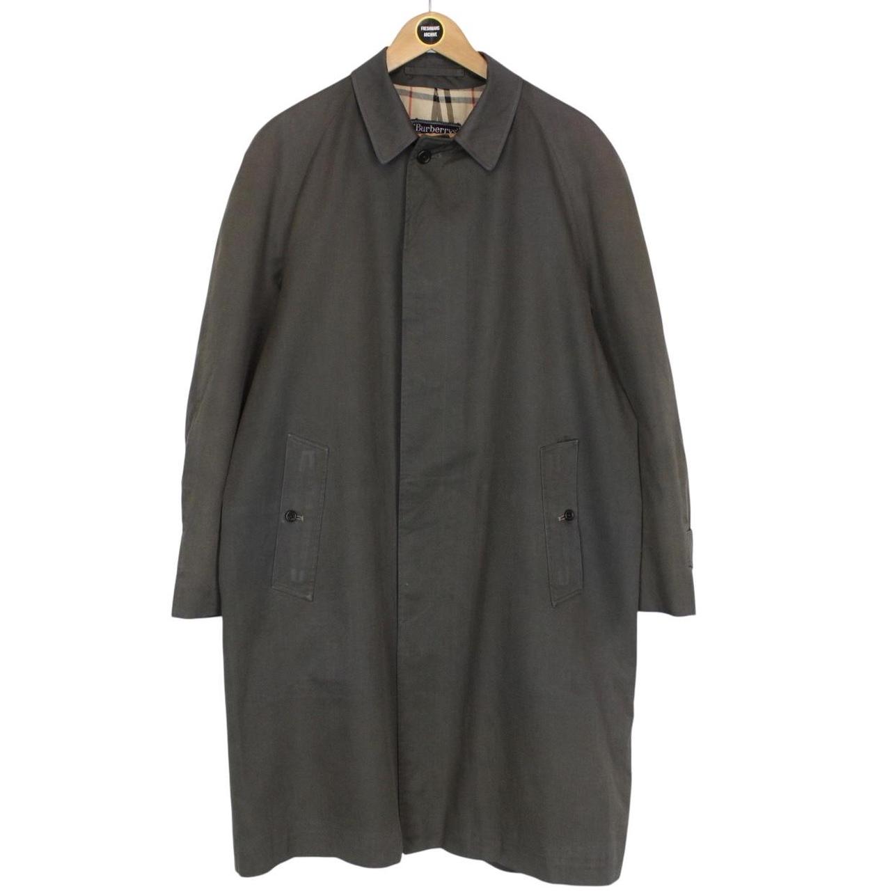 Vintage 80s Burberry Dark Grey Single Breasted Trench Coat