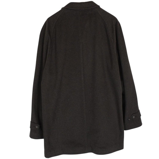 Vintage Burberry London Brown Nova Check Lined Merino Wool Blend Coat