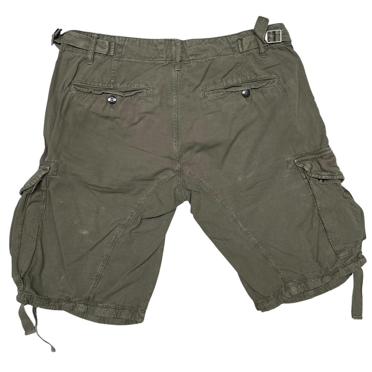 CP Company Khaki Green Cotton Lens Cargo Shorts