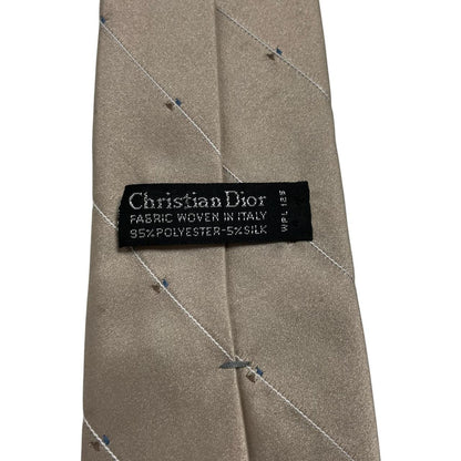 Christian Dior beige striped tie in silk/polyester blend with elegant pattern.