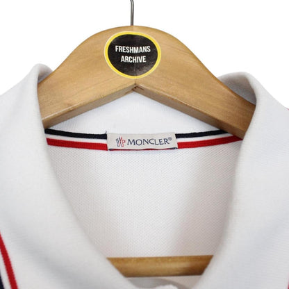 Moncler Maglia Manica Corta White Short Sleeve Cotton Polo Shirt