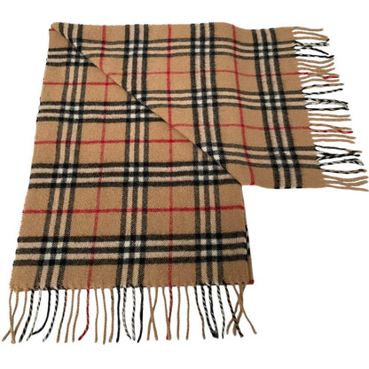 Vintage 90s Burberry Tan Brown Nova Check Lambswool Scarf