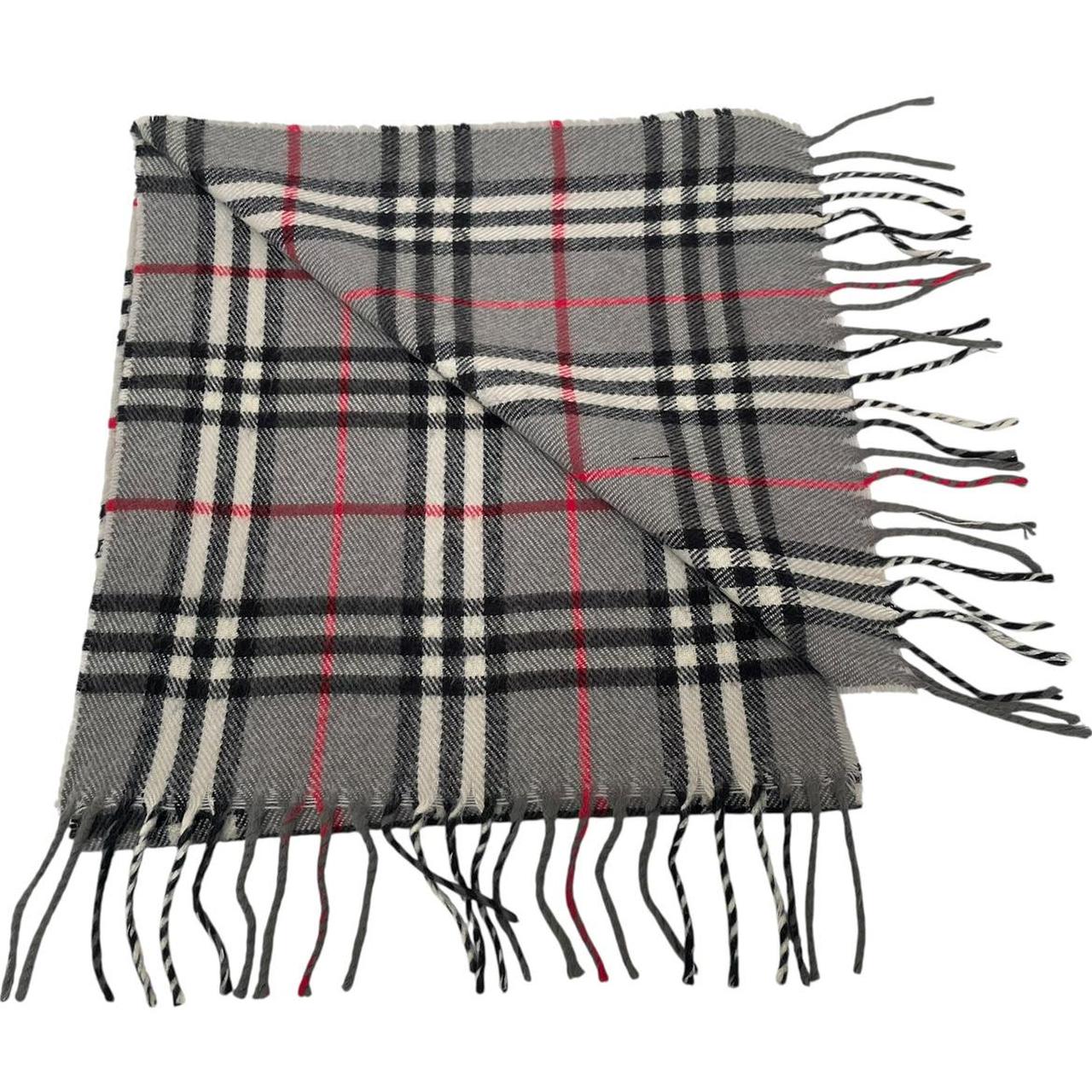 Vintage 90s Burberry Grey Nova Check Lambswool Scarf