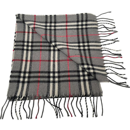 Vintage 90s Burberry Grey Nova Check Lambswool Scarf