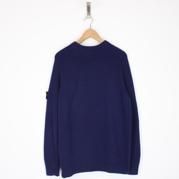 Stone Island AW 2018 Blue Wool Knit Sweatshirt Jumper