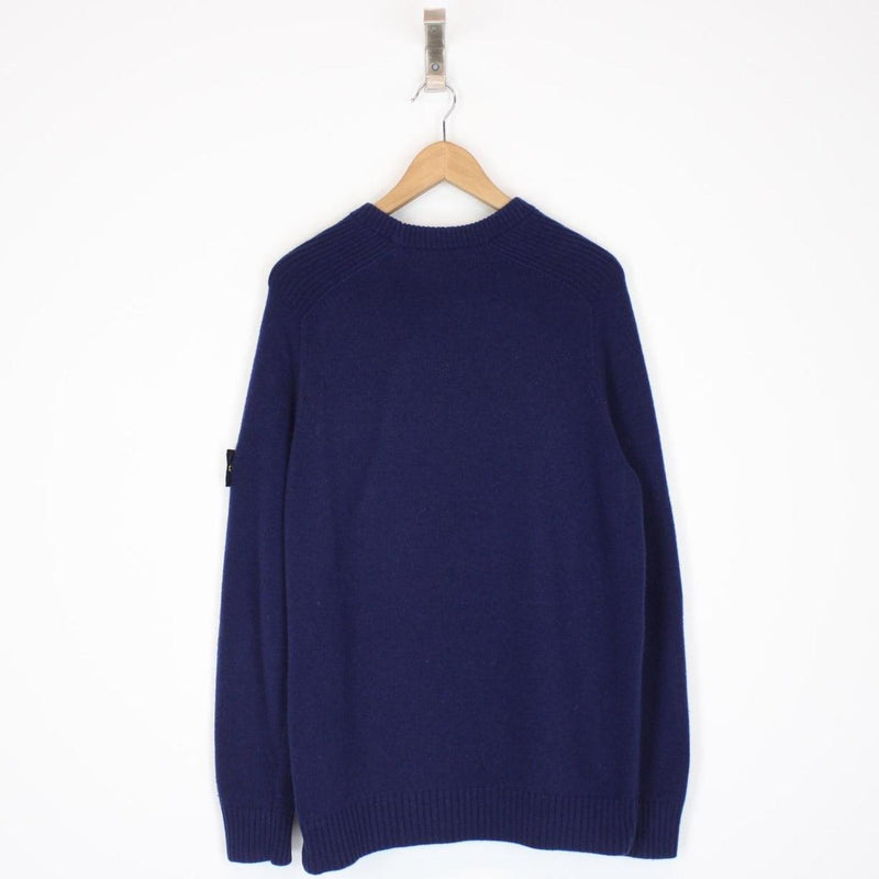 Stone Island AW 2018 Blue Wool Knit Sweatshirt Jumper