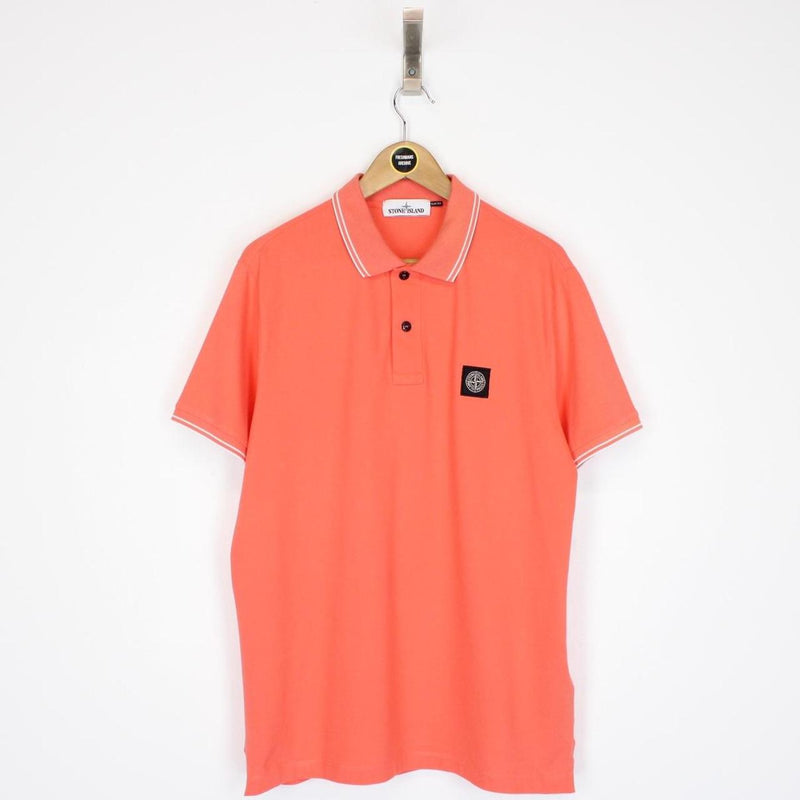Stone Island Orange Short Sleeve Compass Polo Shirt