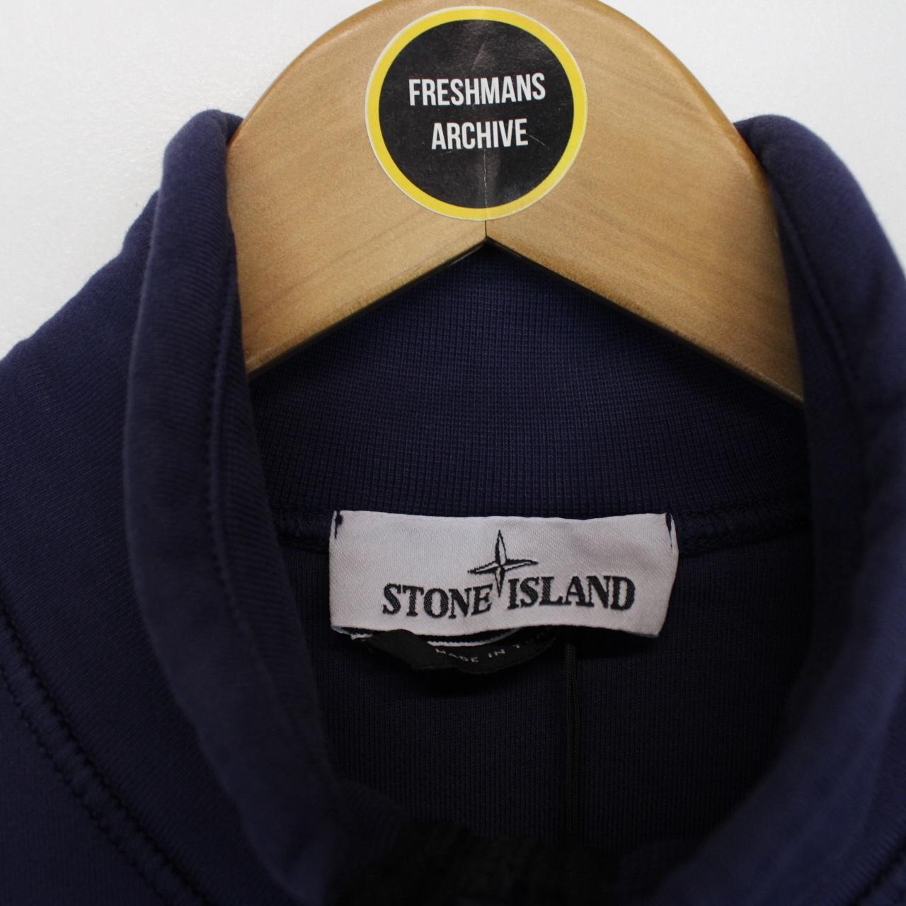 Stone Island SS 2022 Navy Blue Full Zip Organic Cotton Sweatshirt Jumper