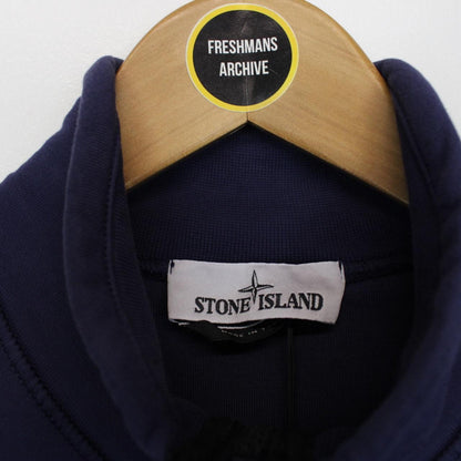 Stone Island SS 2022 Navy Blue Full Zip Organic Cotton Sweatshirt Jumper