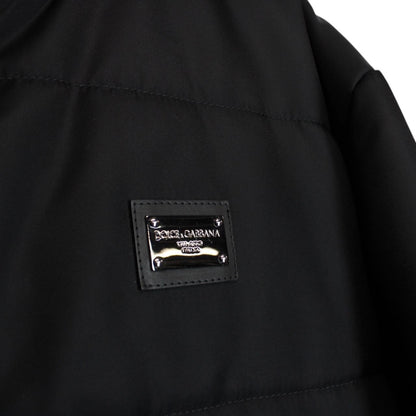 Dolce &amp; Gabbana Black Logo Tag High Neck Padded Jacket
