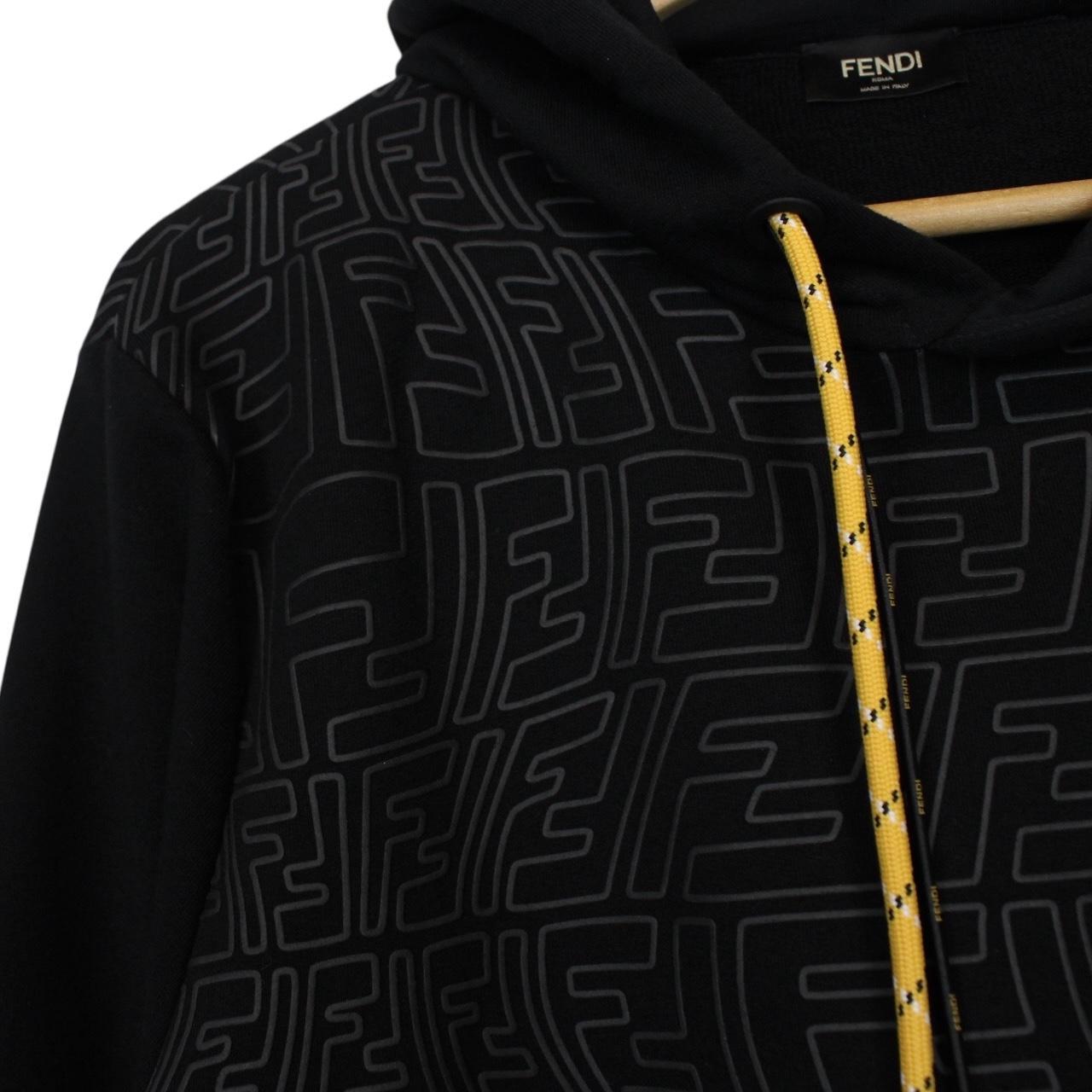 Fendi Black FF Monogram Pullover Cotton Hoodie Jumper