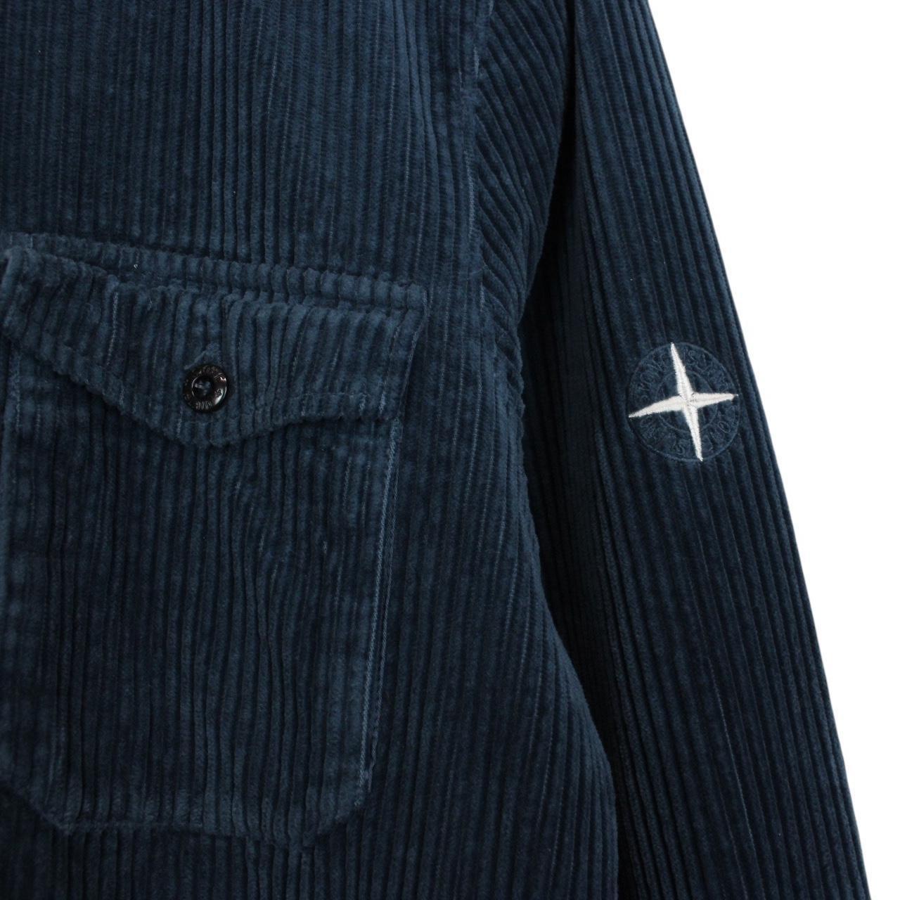 Stone Island AW 2021 Blue Long Sleeve Jumbo Corduroy Shirt