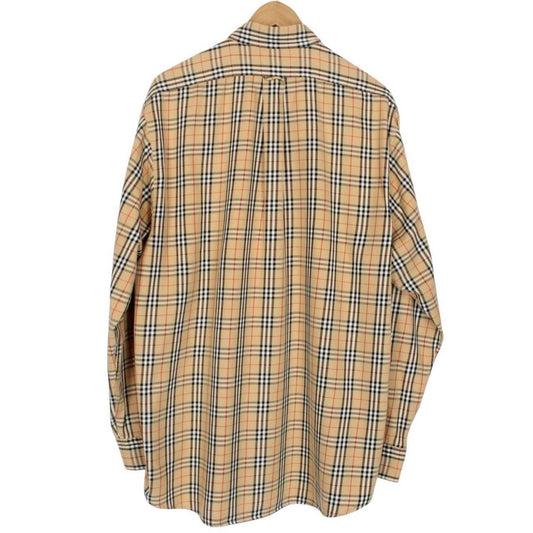 Vintage 90s Burberry Beige Nova Check Cotton Long Sleeve Shirt