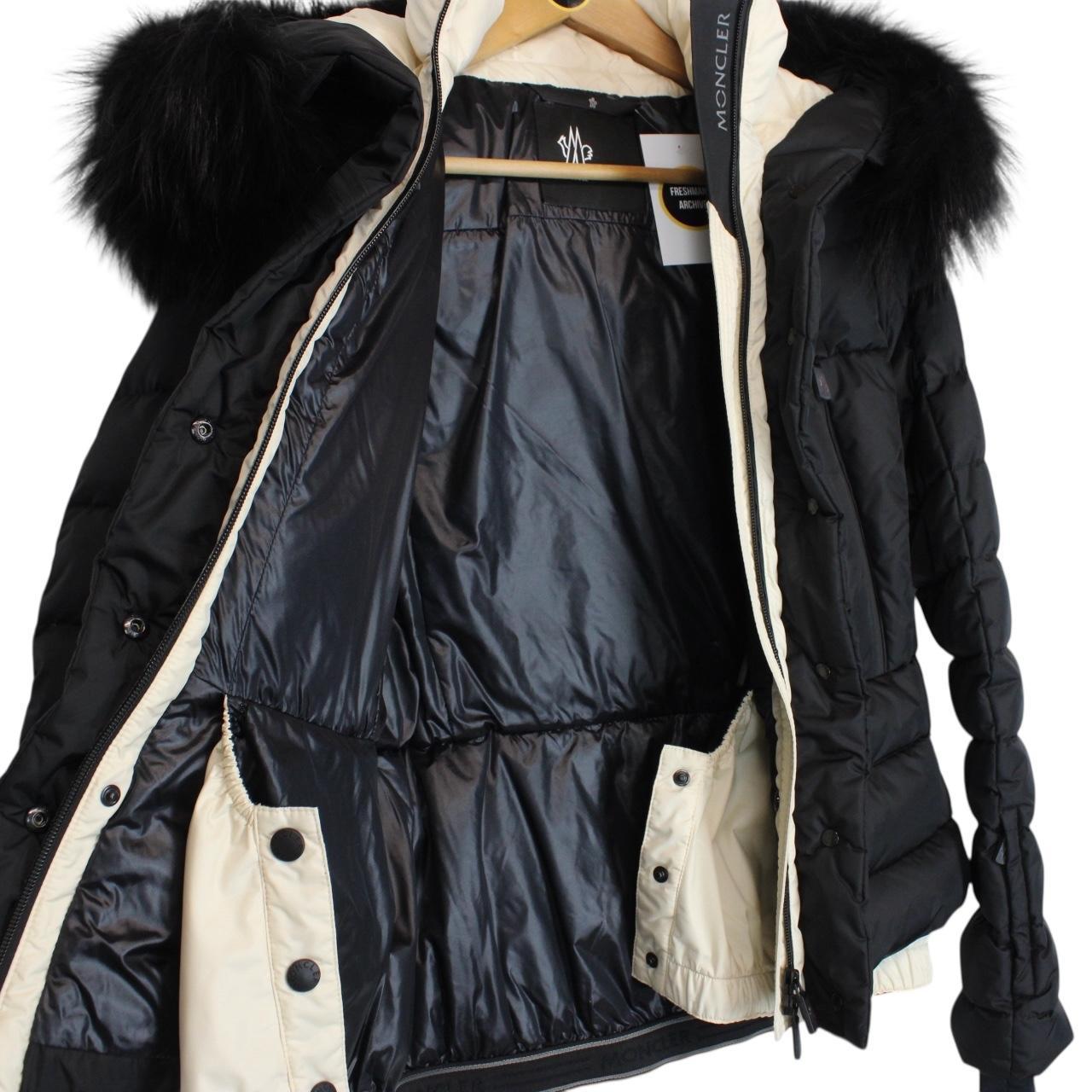 Moncler Grenoble Beverley Black Fur Hooded Belted Down Ski Jacket