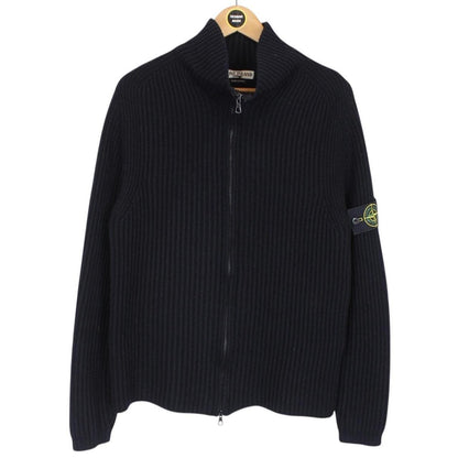 Vintage Stone Island AW 2003 Navy Blue Ribbed Wool Knit Jumper