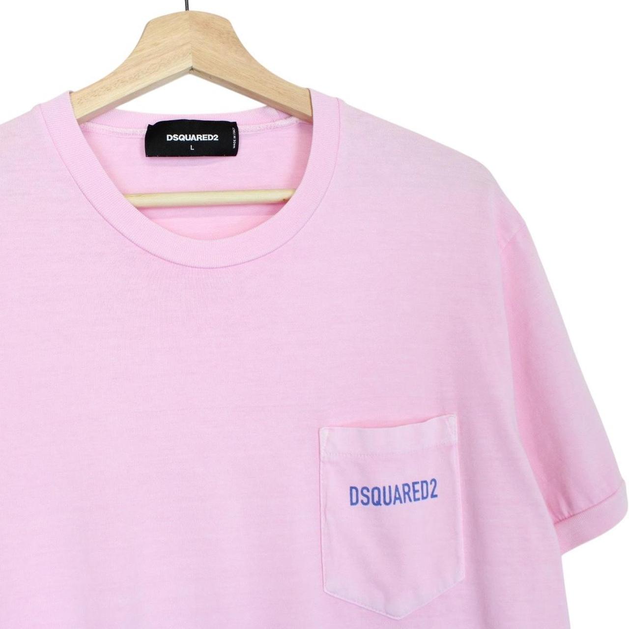 Dsquared2 Pink and Blue Logo Print Short Sleeve T-Shirt
