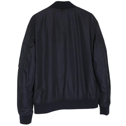 Hugo Boss navy blue bomber jacket full zip nylon with logo detail.