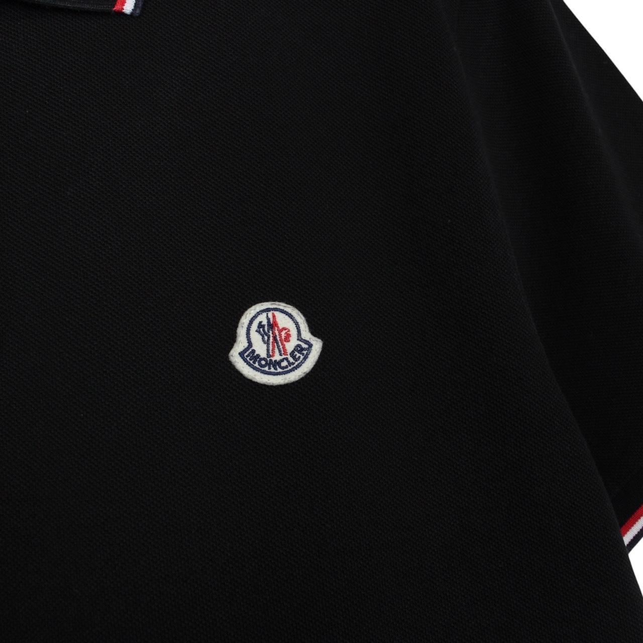 Moncler Maglia Manica Corta Black Short Sleeve Cotton Polo Shirt