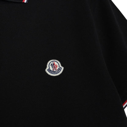 Moncler Maglia Manica Corta Black Short Sleeve Cotton Polo Shirt