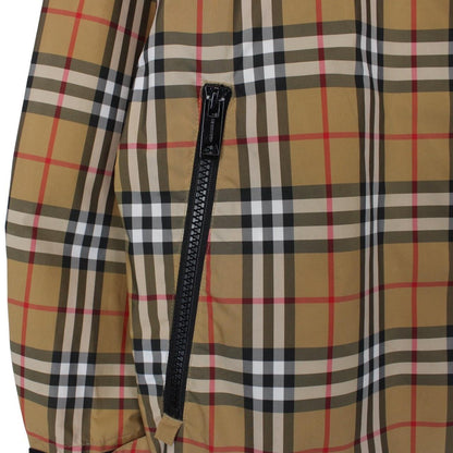 Burberry Tan Brown Nova Check Full Zip Hooded Windbreaker Jacket