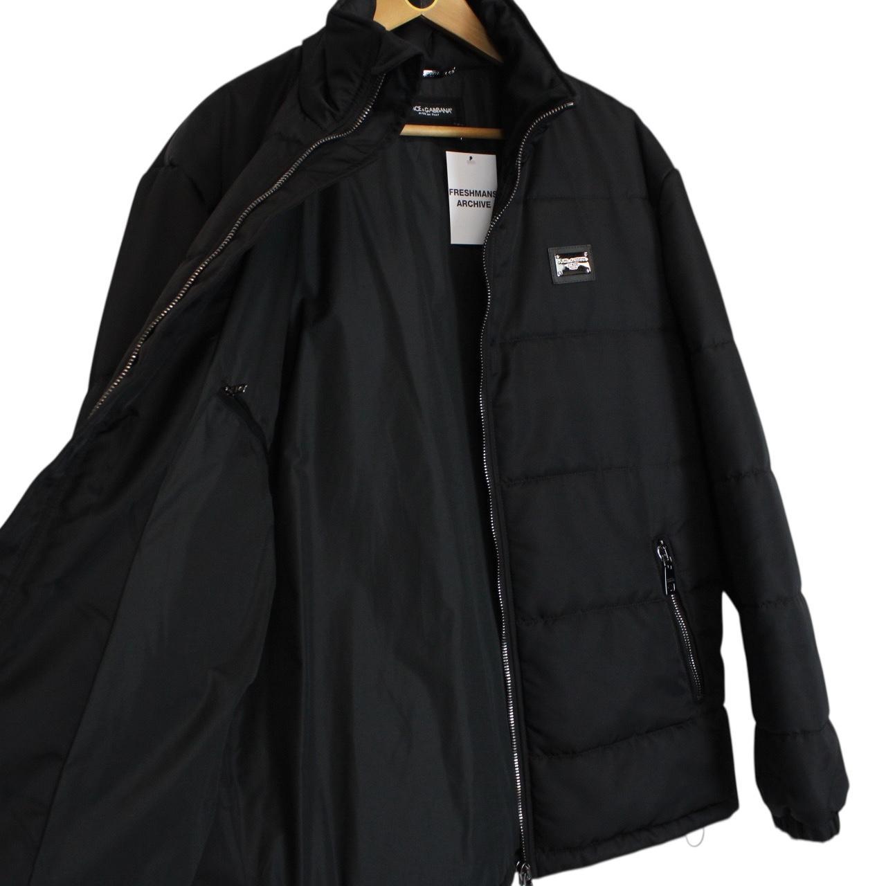 Dolce &amp; Gabbana Black Logo Tag High Neck Padded Jacket