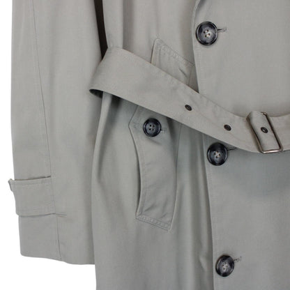 Vintage 80s Burberry Grey Double Breasted Belted Trench Coat