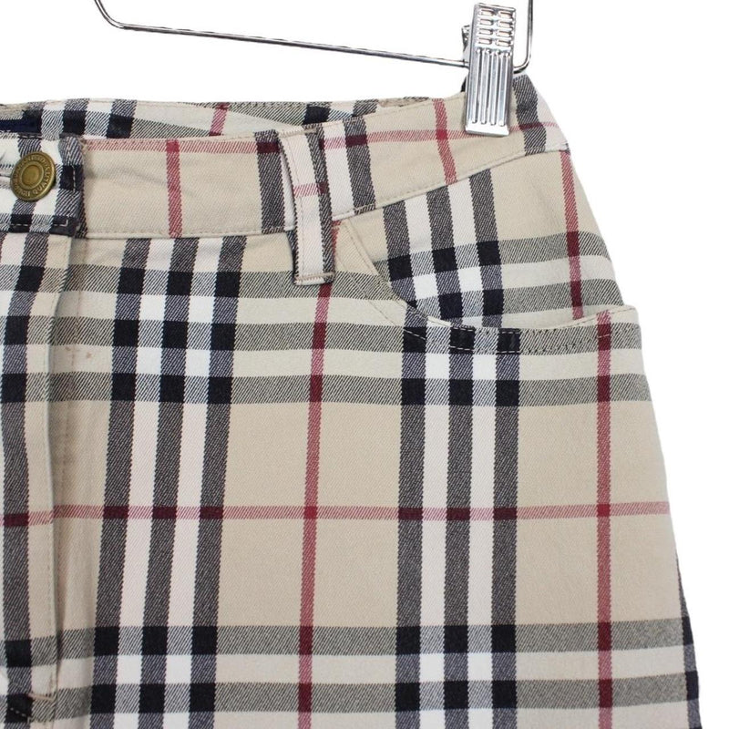 Vintage Burberry London Beige Nova Check Denim Skirt