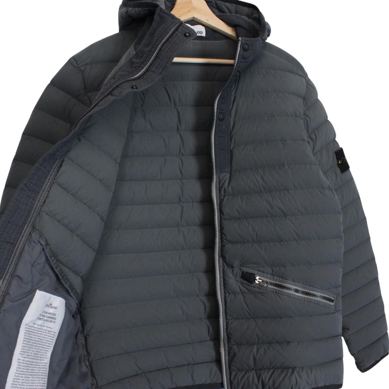 Stone Island AW 2019 Grey Loom Woven Chambers Stretch Nylon TC Down Jacket