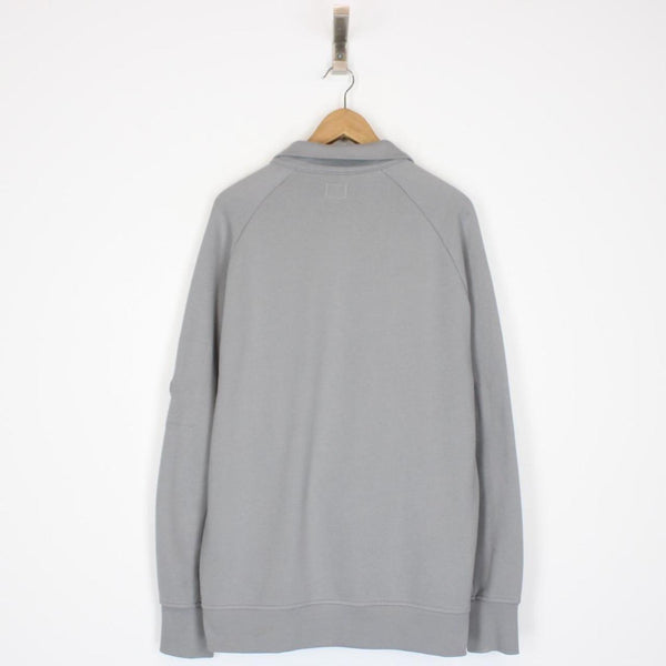 CP Company Grey 1/4 Zip Lens Cotton Sweatshirt Jumper