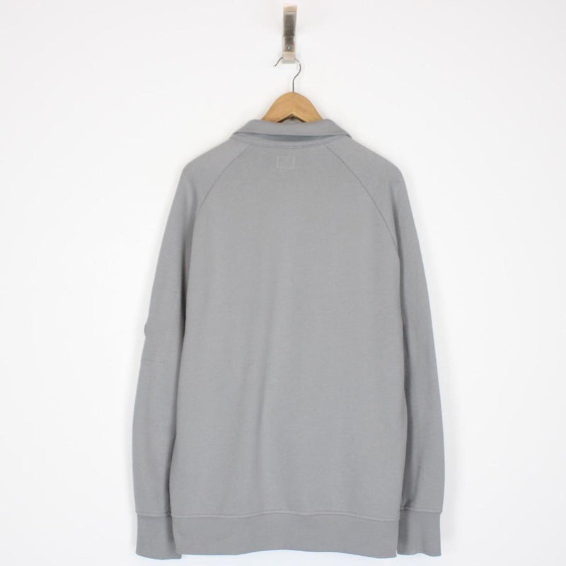 CP Company Grey 1/4 Zip Lens Cotton Sweatshirt Jumper