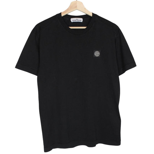 Stone Island black short sleeve t-shirt with compass logo and pocket detail.