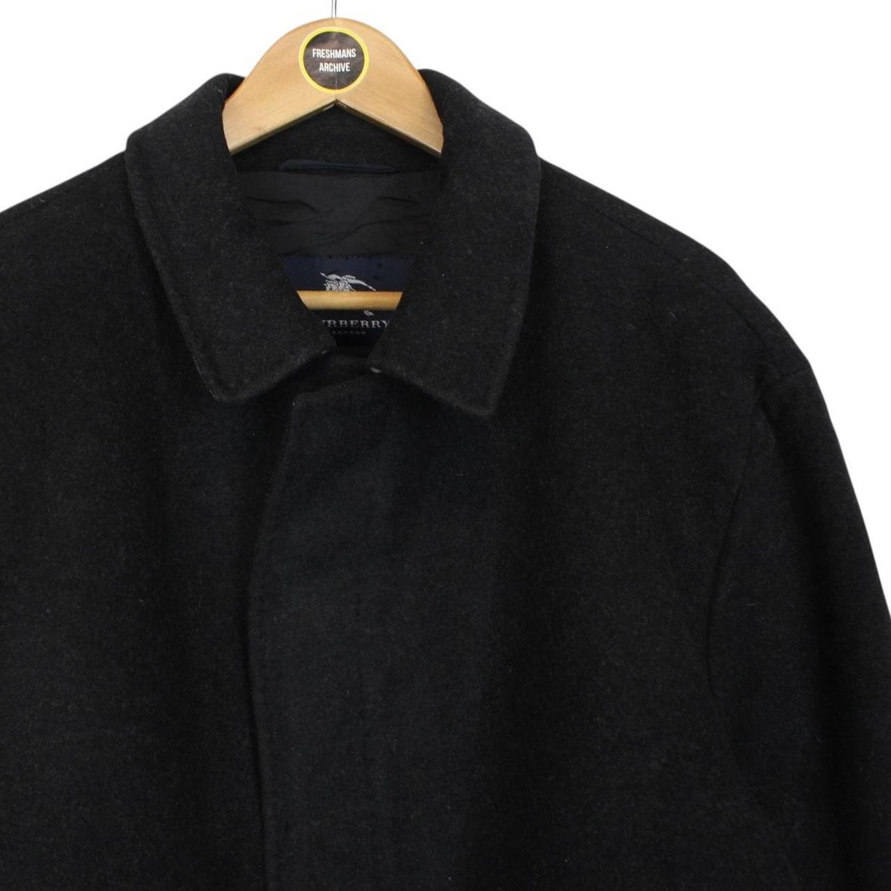 Vintage Burberry London Dark Grey Nova Check Cashmere Wool Blend Coat