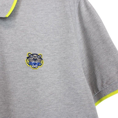 Kenzo Paris Grey Tiger Short Sleeve Cotton Polo Shirt
