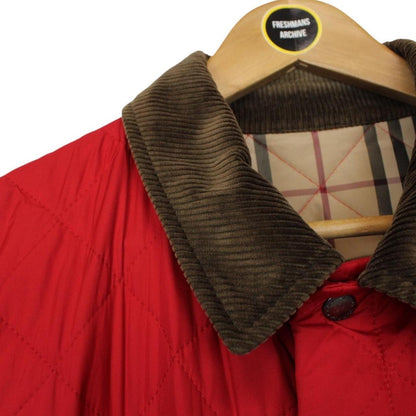 Vintage Burberry London Red Nova Check Lined Quilted Coat