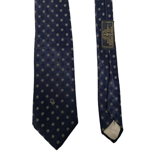 Vintage Christian Dior Navy Blue Polyester Tie