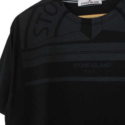 Stone Island AW 2022 Black Short Sleeve Logo Print T-Shirt