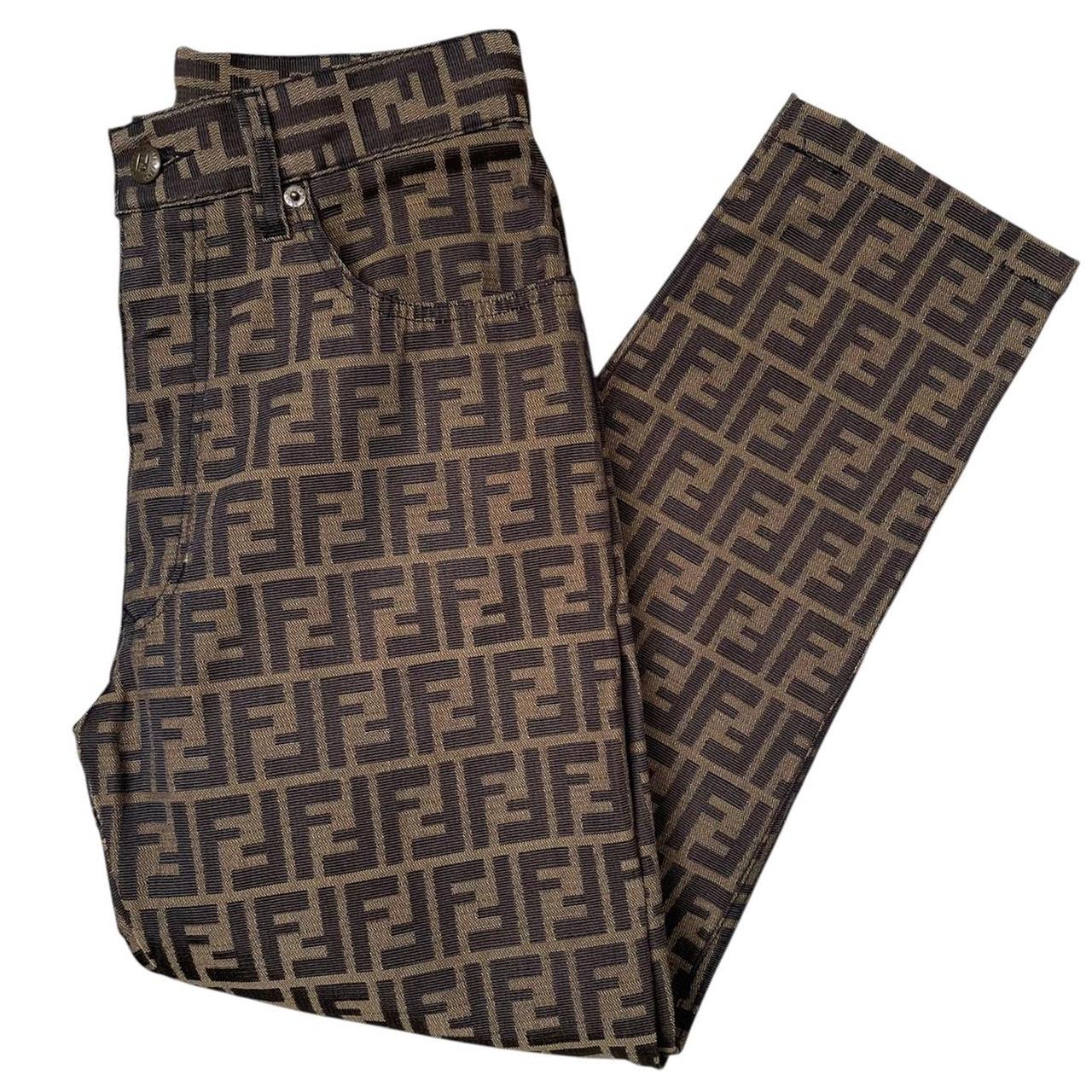 Vintage 90s Fendi Brown Zucca Monogram High Waisted Jeans