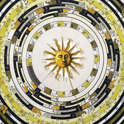 Vintage 1971 Hermes Dies et Hore Cream and Gold Silk Scarf