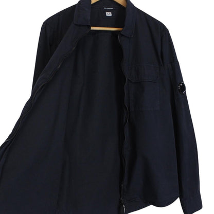 CP Company Navy Blue Full Zip Cotton Lens Overshirt Jacket