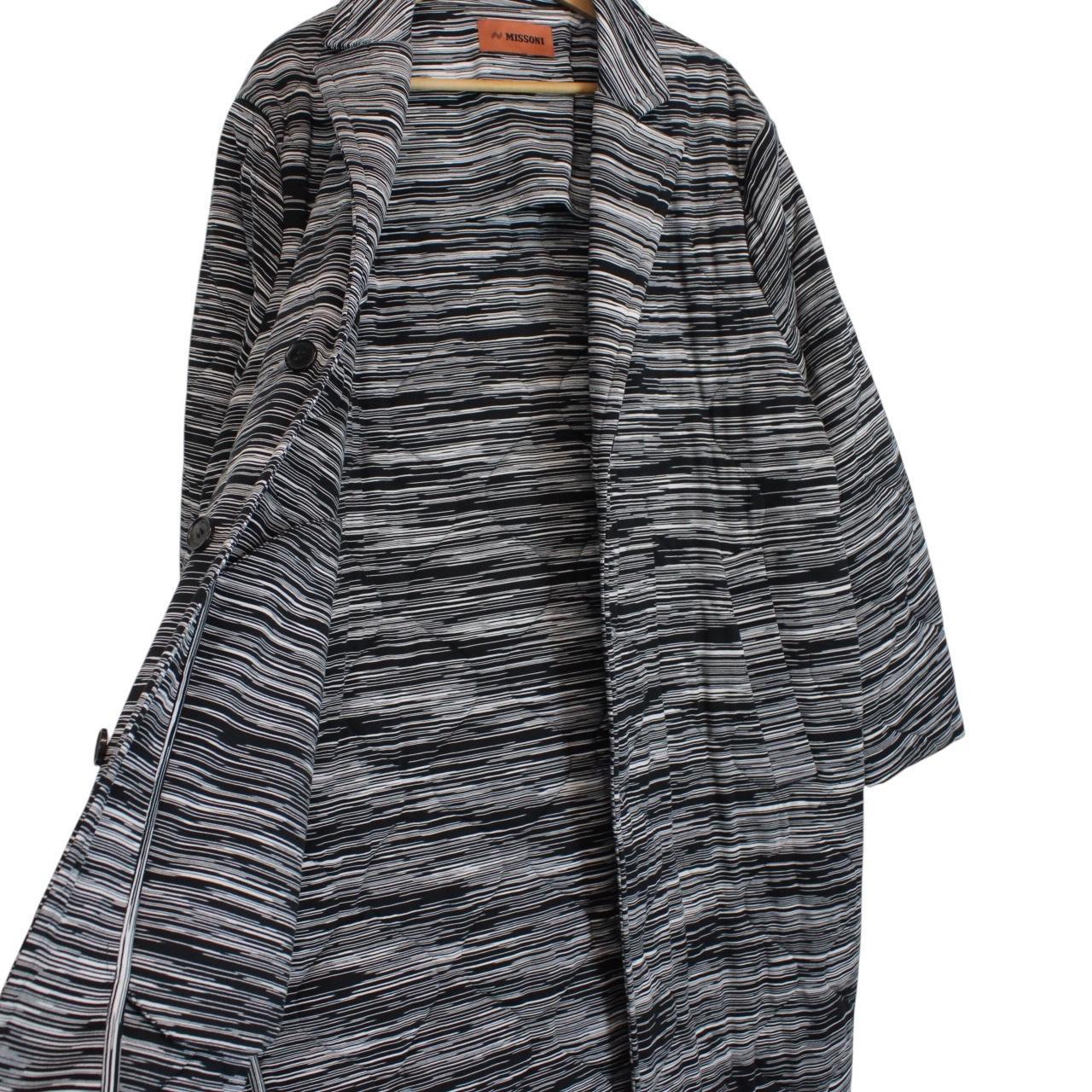 Missoni Black and White Striped Button Up Cotton Coat