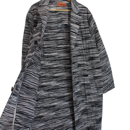 Missoni Black and White Striped Button Up Cotton Coat