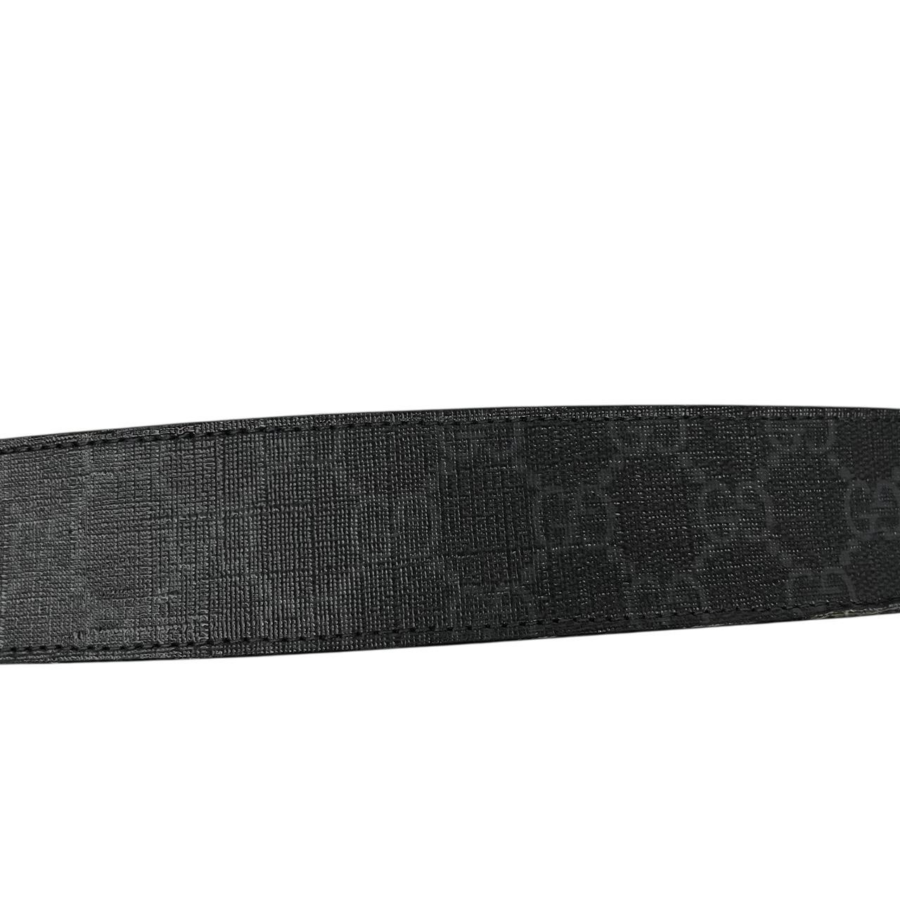 Gucci Black and Grey GG Supreme Monogram Canvas Belt with GG Buckle