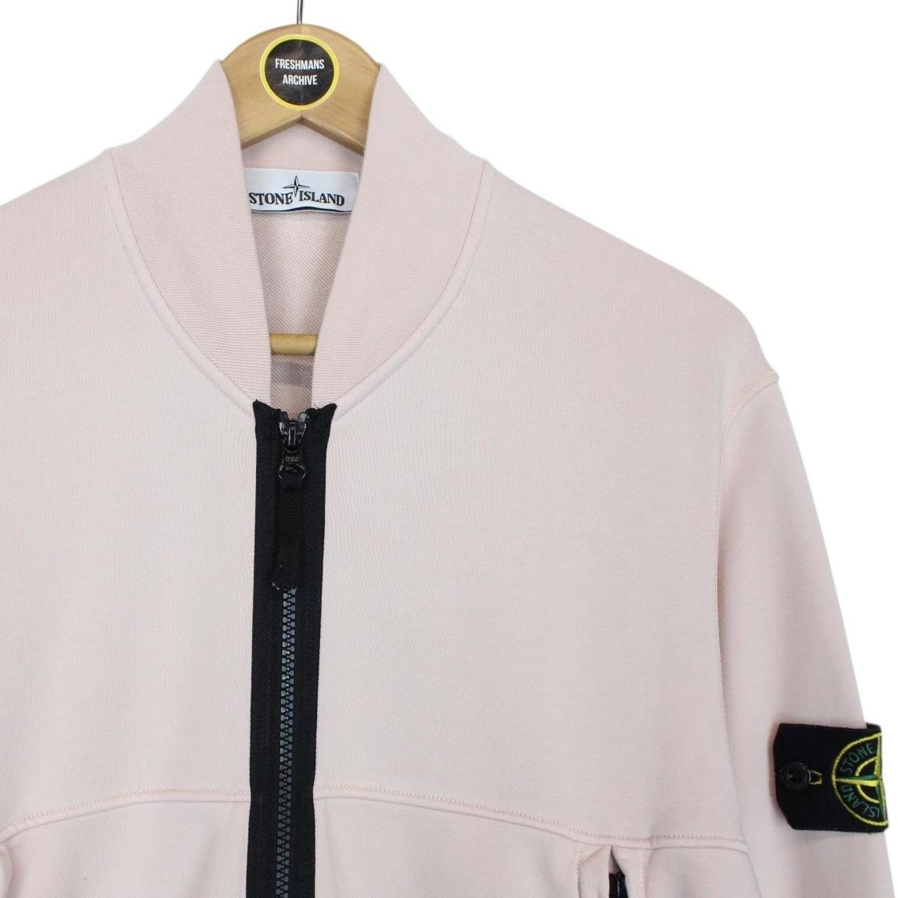 Stone Island SS 2021 Pink Full Zip Cotton Sweatshirt Jumper