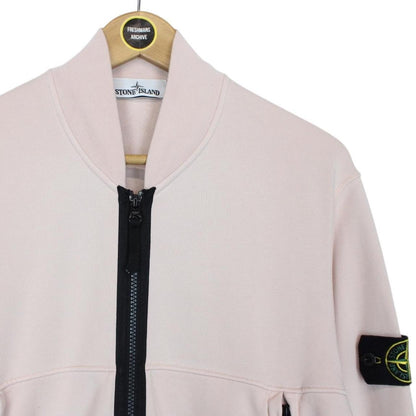 Stone Island SS 2021 Pink Full Zip Cotton Sweatshirt Jumper