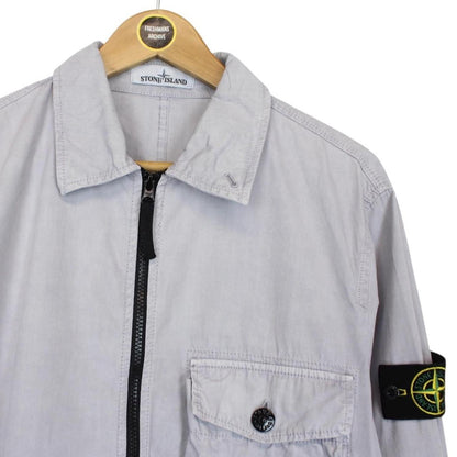 Stone Island SS 2020 Grey Full Zip Cotton Overshirt Jacket